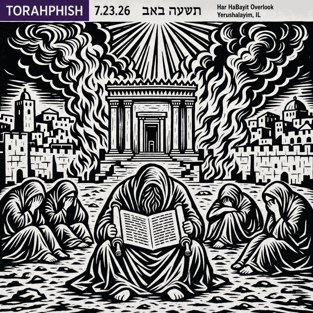 Tisha B'Av: black-ink woodcut cover